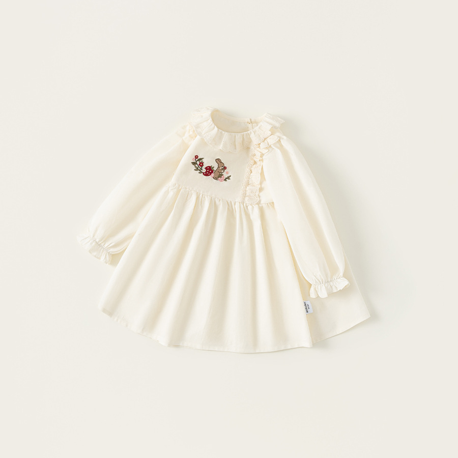 童裝女童連衣裙純色百搭兒童裙子春季新品寶寶裙子