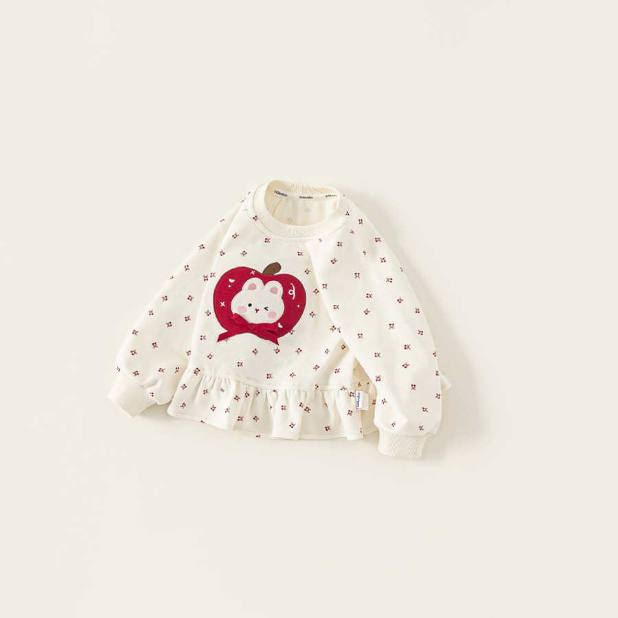 童裝女童衛衣春季新品圓領卡通小童套頭衫蝴蝶結兒童長袖上衣