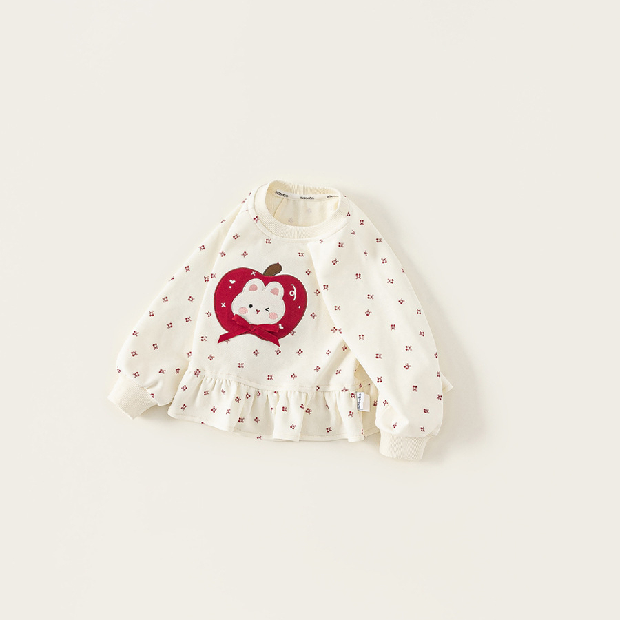 童裝女童衛衣春季新品圓領卡通小童套頭衫蝴蝶結兒童長袖上衣