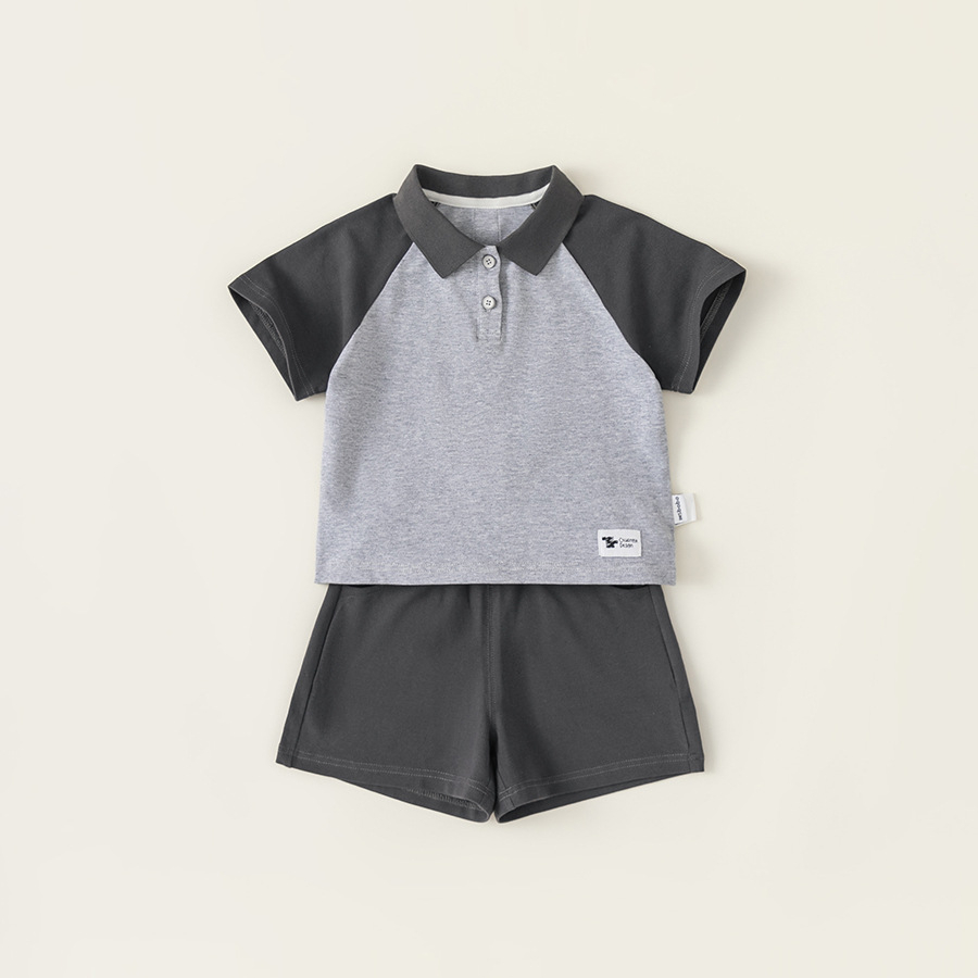 童裝男童夏裝套裝拼色夏季新款兒童學院風兩件套男孩衣服