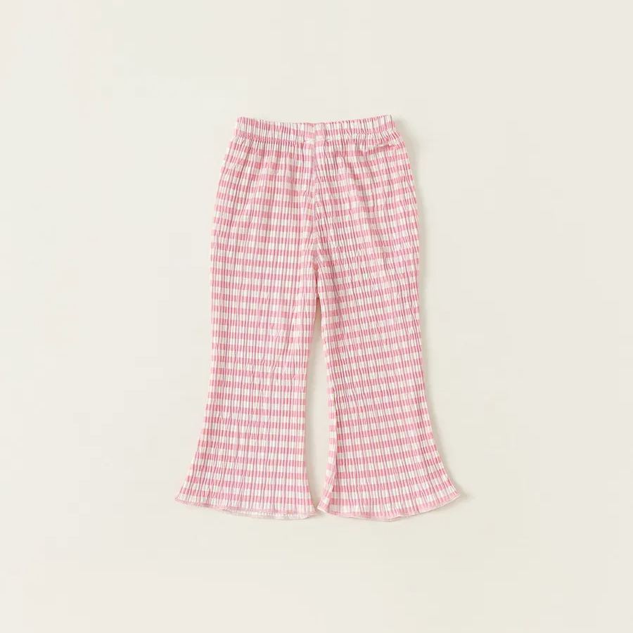 童裝女童格子喇叭褲寬鬆長褲夏季童裝新品兒童休閒褲寶寶褲子
