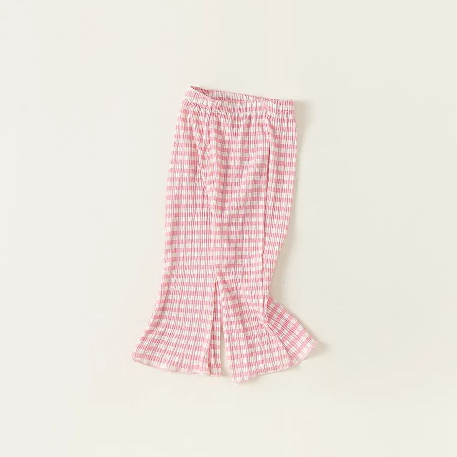 童裝女童格子喇叭褲寬鬆長褲夏季童裝新品兒童休閒褲寶寶褲子