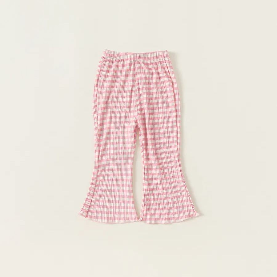 童裝女童格子喇叭褲寬鬆長褲夏季童裝新品兒童休閒褲寶寶褲子