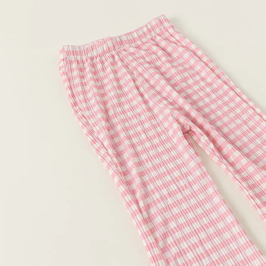 童裝女童格子喇叭褲寬鬆長褲夏季童裝新品兒童休閒褲寶寶褲子