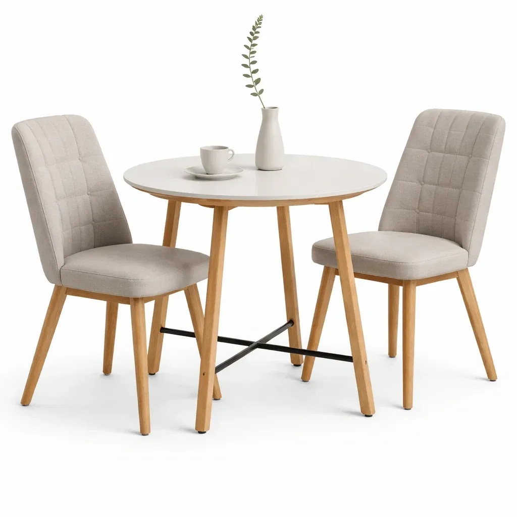 Round Dining Table Set with Upholstered Chairs