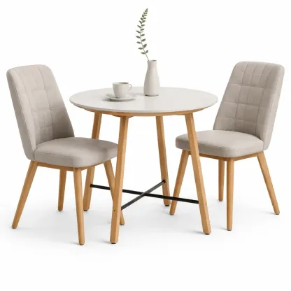 Round Dining Table Set with Upholstered Chairs