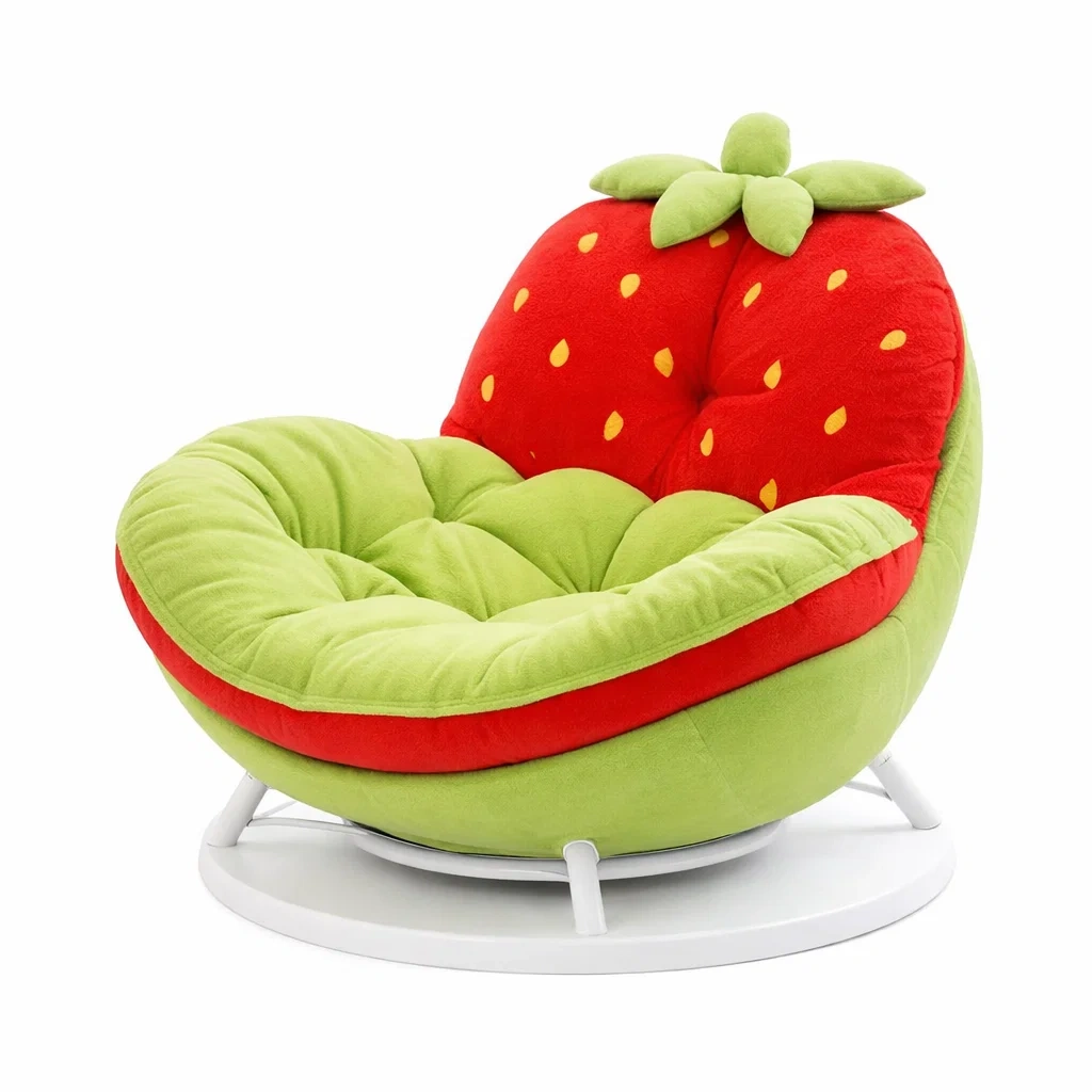 Strawberry Shaped Upholstered Lounge Chair with Swivel Base