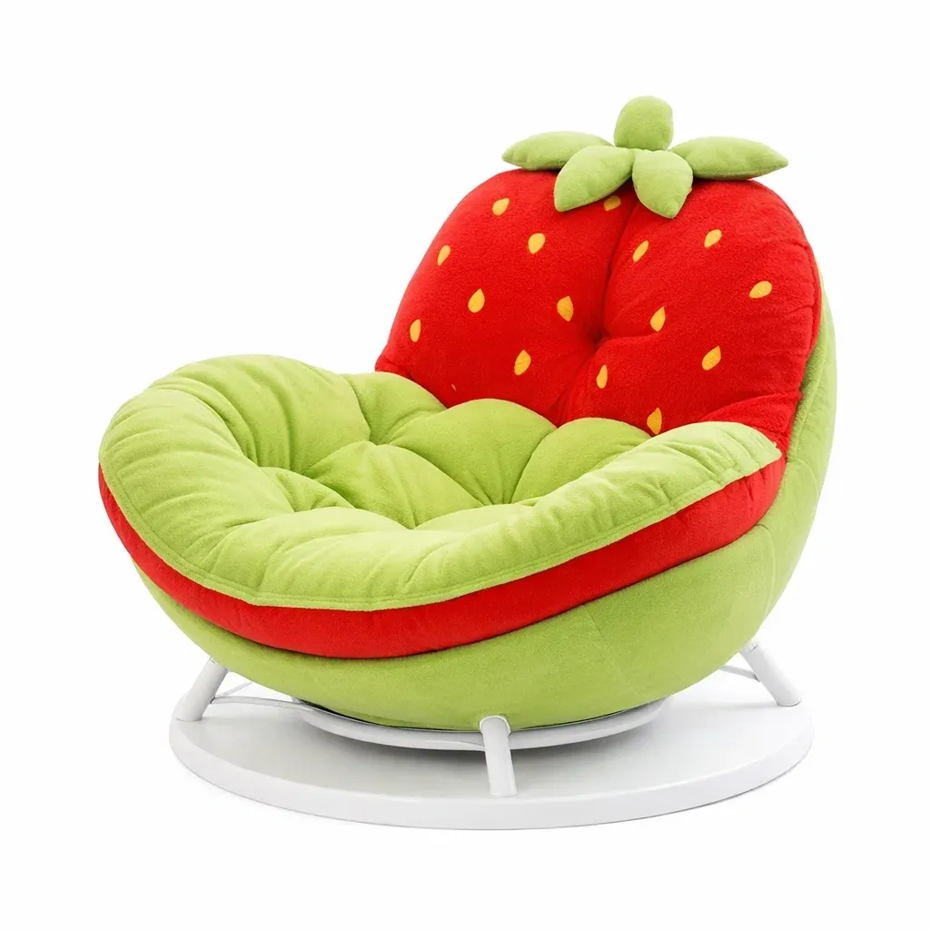 Strawberry Shaped Upholstered Lounge Chair with Swivel Base