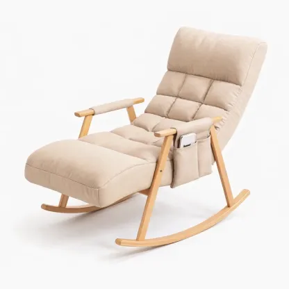 Upholstered Rocking Lounge Chair with Wooden Frame