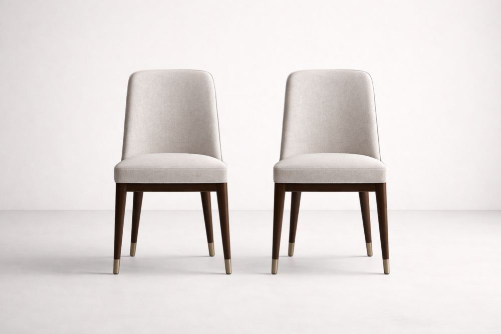 Upholstered Dining Chair Set with Solid Wood Frame Polyester Beige 2 Pieces-Homefinor