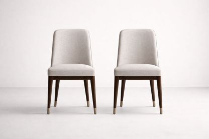 Upholstered Dining Chair Set with Solid Wood Frame Polyester Beige 2 Pieces-Homefinor