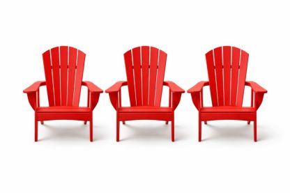 Outdoor Adirondack Chair Set of 3 Red Polypropylene 100cm Height-Livorestae
