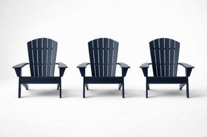 Navy Outdoor Adirondack Chairs Set of 3 HDPE-Livorestae