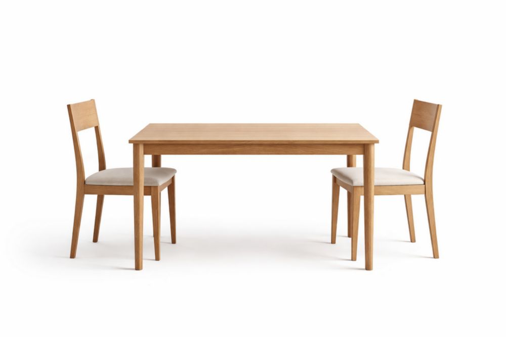 Dining Table Set Rectangular Oak Wood Table with Two Chairs-Livorestae