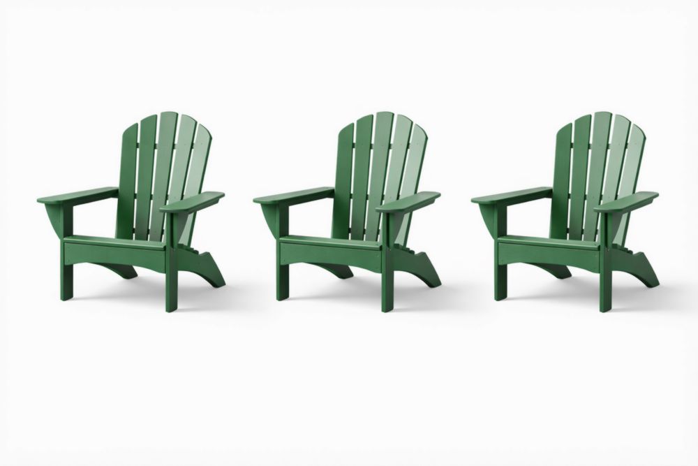 Green Adirondack Chair Set of 3 Recycled Plastic-Livorestae