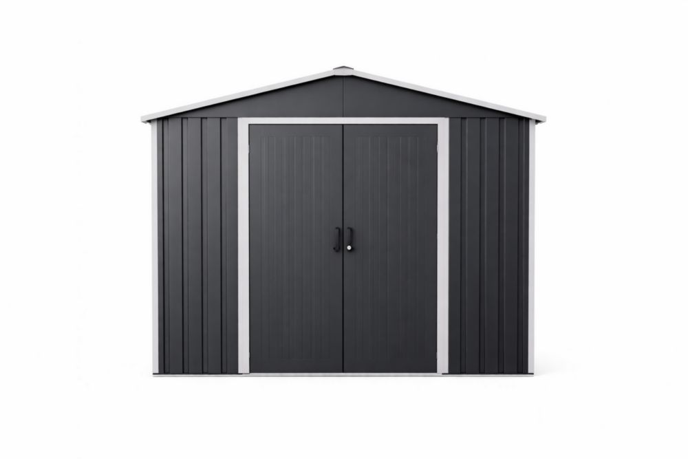 Outdoor Metal Storage Shed Galvanized Steel Dark Gray 6x4ft-Interzivo