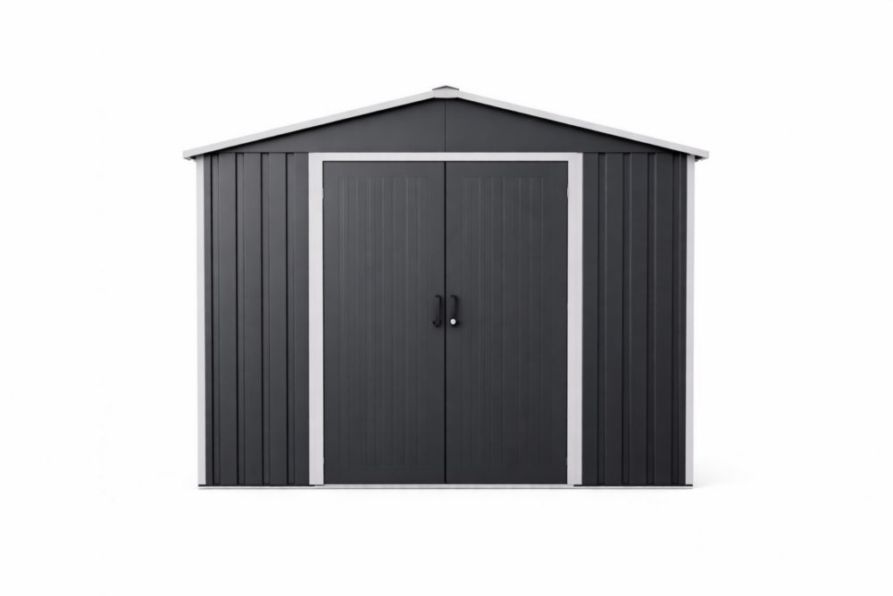 Outdoor Metal Storage Shed Galvanized Steel Dark Gray 6x4ft-Interzivo