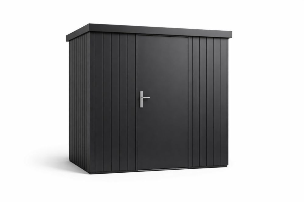 Metal Storage Shed Charcoal Gray 210x160x210 cm Weather-Resistant Steel-Interzivo