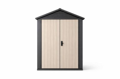 Outdoor Resin Plastic Storage Shed Gable Roof Beige/Gray 172cm x 111cm x 208cm-Interzivo