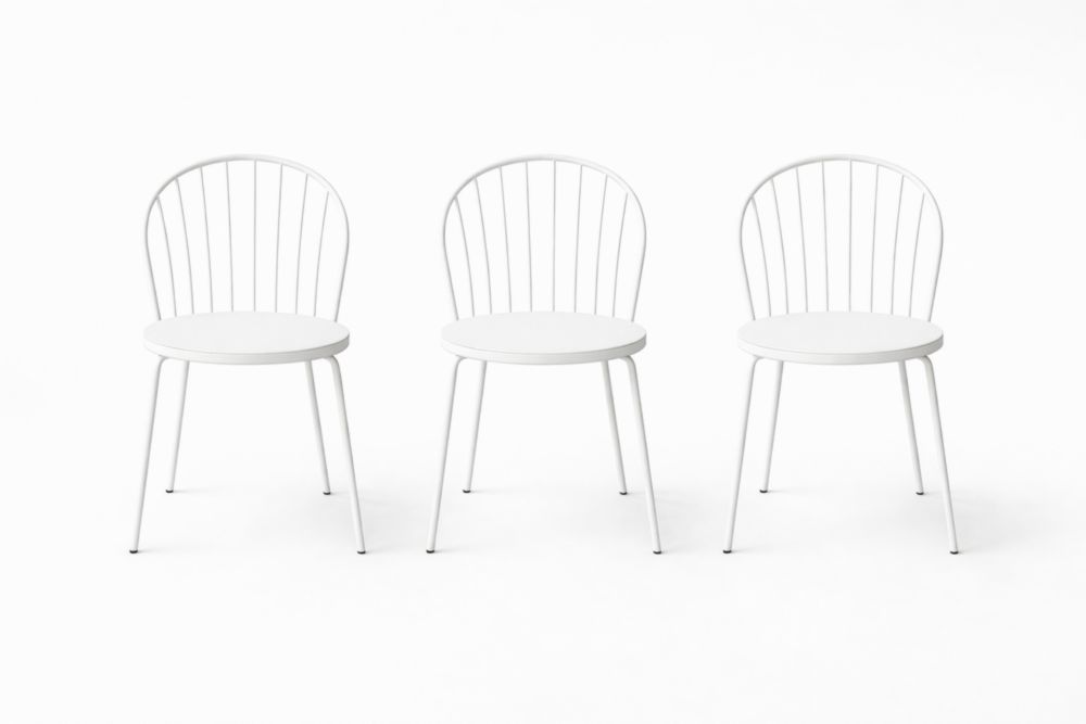 White Metal Dining Chair Set with Spindle Back-Homeziora