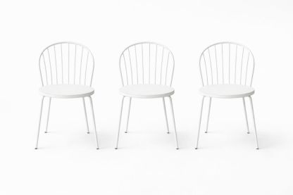 White Metal Dining Chair Set with Spindle Back-Homeziora