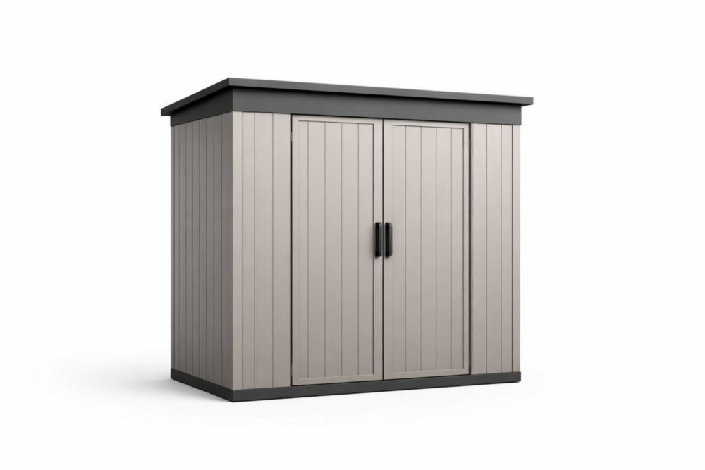 Outdoor Storage Shed Double Door Vertical Cabinet Grey 140x75x170 cm-Homeziora