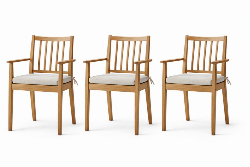 Wood Armchair Set with Cushions Brown/Beige 57x44x89 cm-Homeziora