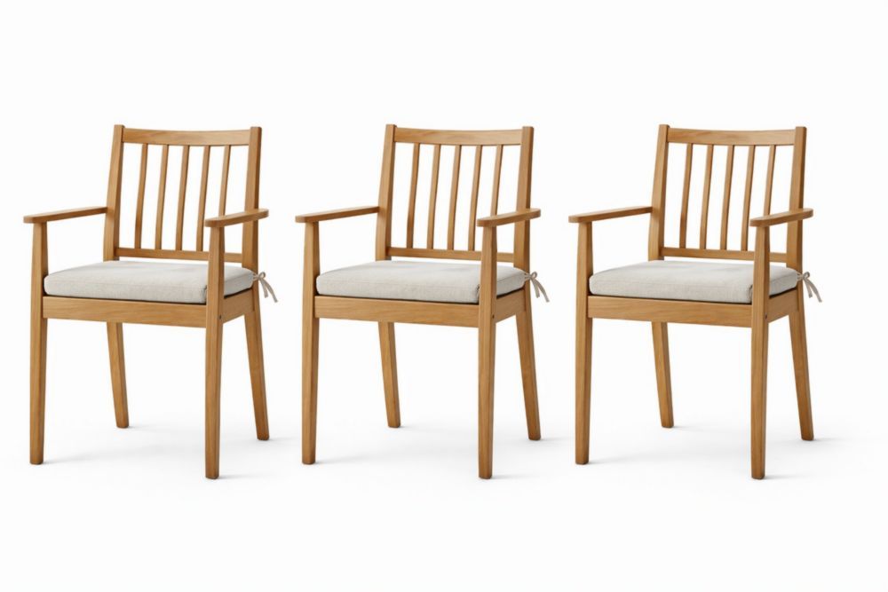 Wood Armchair Set with Cushions Brown/Beige 57x44x89 cm-Homeziora