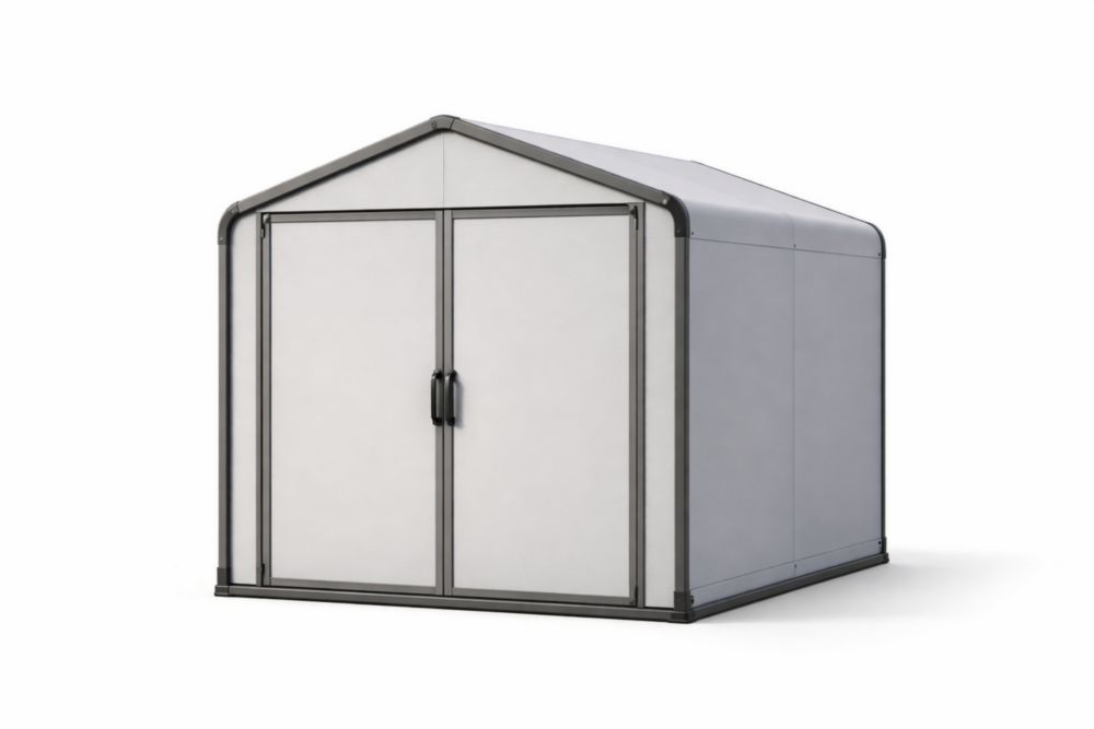 Outdoor Storage Shed Metal Frame White 6ft x 9ft Weather-Resistant-Homeziora