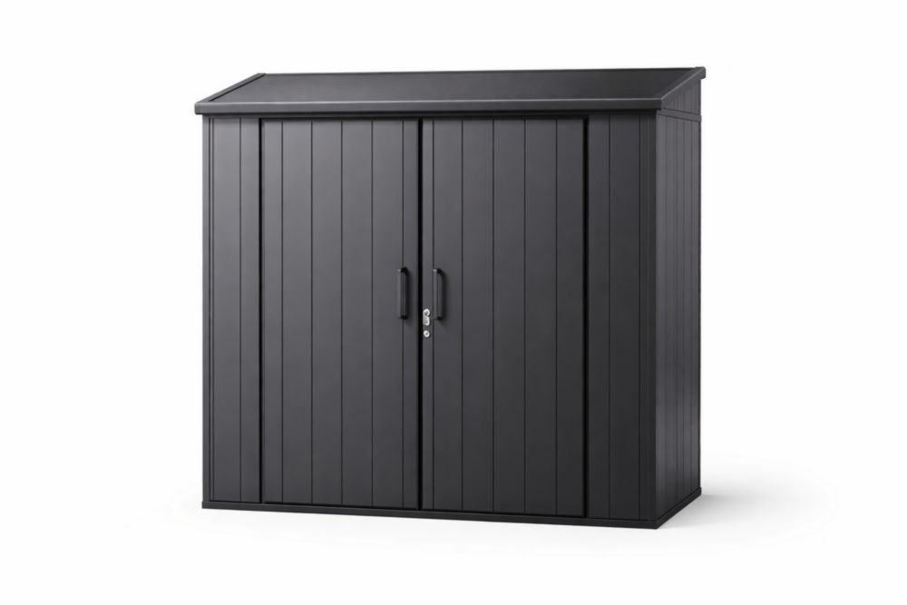 Metal Outdoor Storage Cabinet Black 172cm x 89cm x 135cm-Homeziora