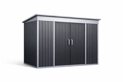 Metal Storage Shed Double Door Black 210x130x190 cm-Homeziora