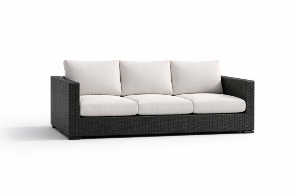 Outdoor Wicker Sofa with Cushions Black/White 210x85x70 cm-Auravivora