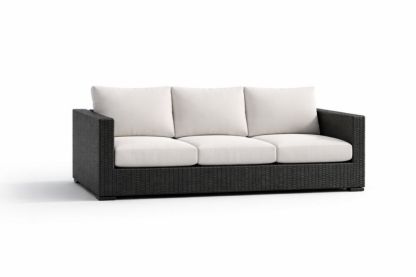 Outdoor Wicker Sofa with Cushions Black/White 210x85x70 cm-Auravivora