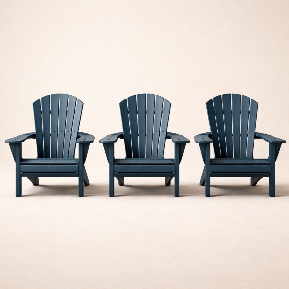 Adirondack Chair Set Navy Blue High-Density Polyethylene-Auravivora