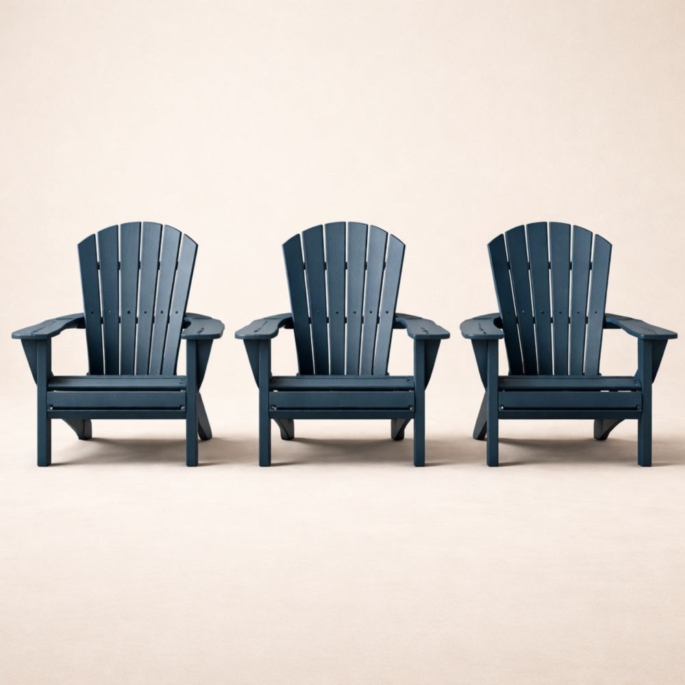 Adirondack Chair Set Navy Blue High-Density Polyethylene-Auravivora