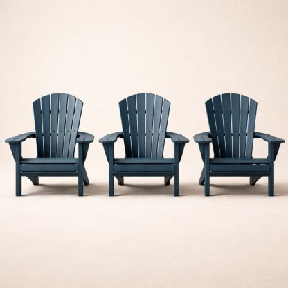 Adirondack Chair Set Navy Blue High-Density Polyethylene-Auravivora