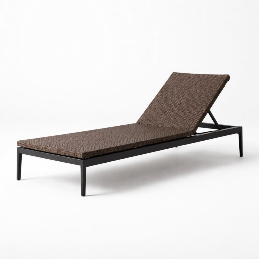Outdoor Adjustable Chaise Lounge Wicker Aluminum Frame-Auravivora