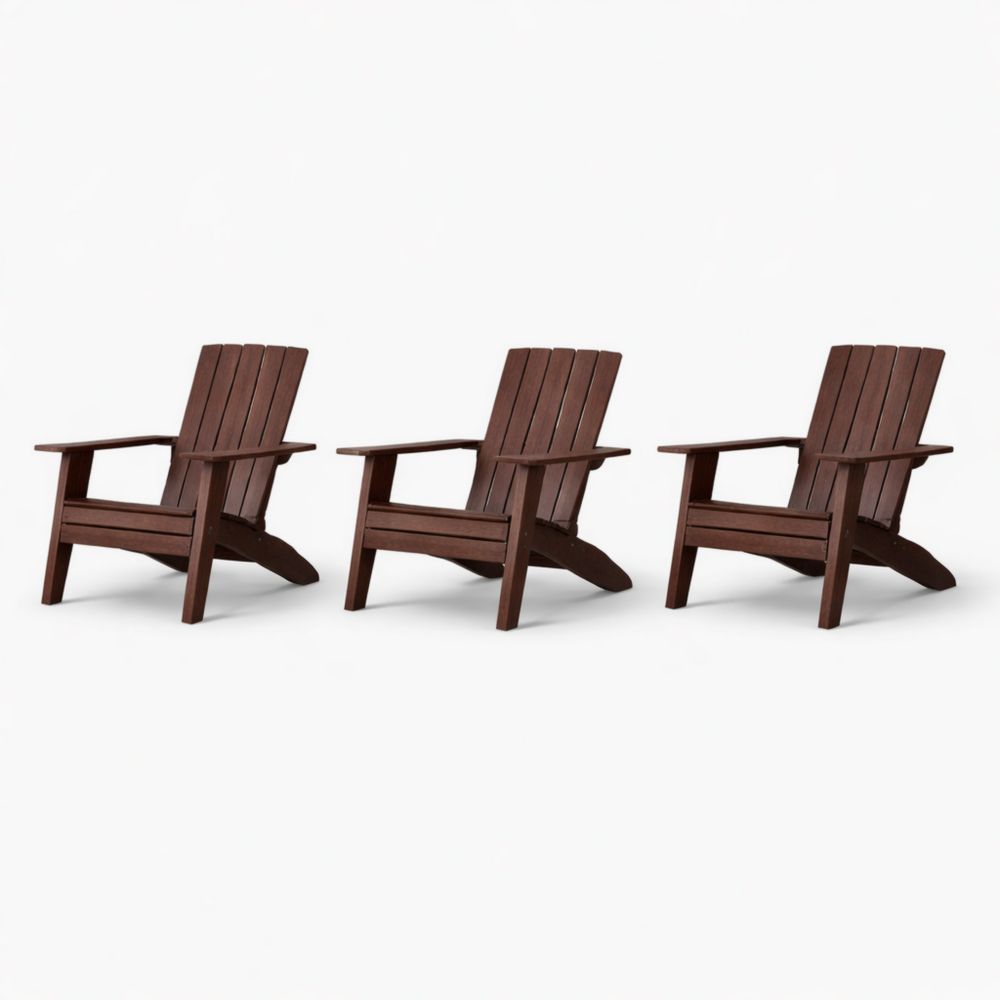 3-Piece Outdoor Adirondack Chair Set Wood Brown-Auravivora
