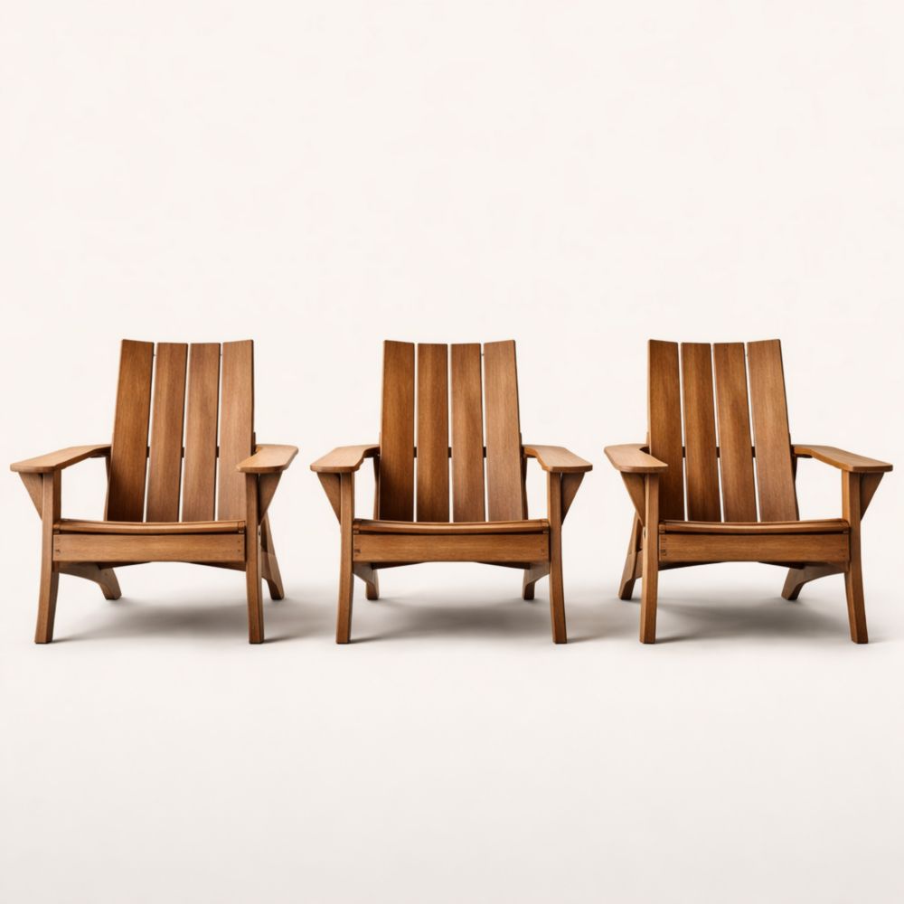 Outdoor Adirondack Chair Set of 3 Solid Wood Brown-Auravivora