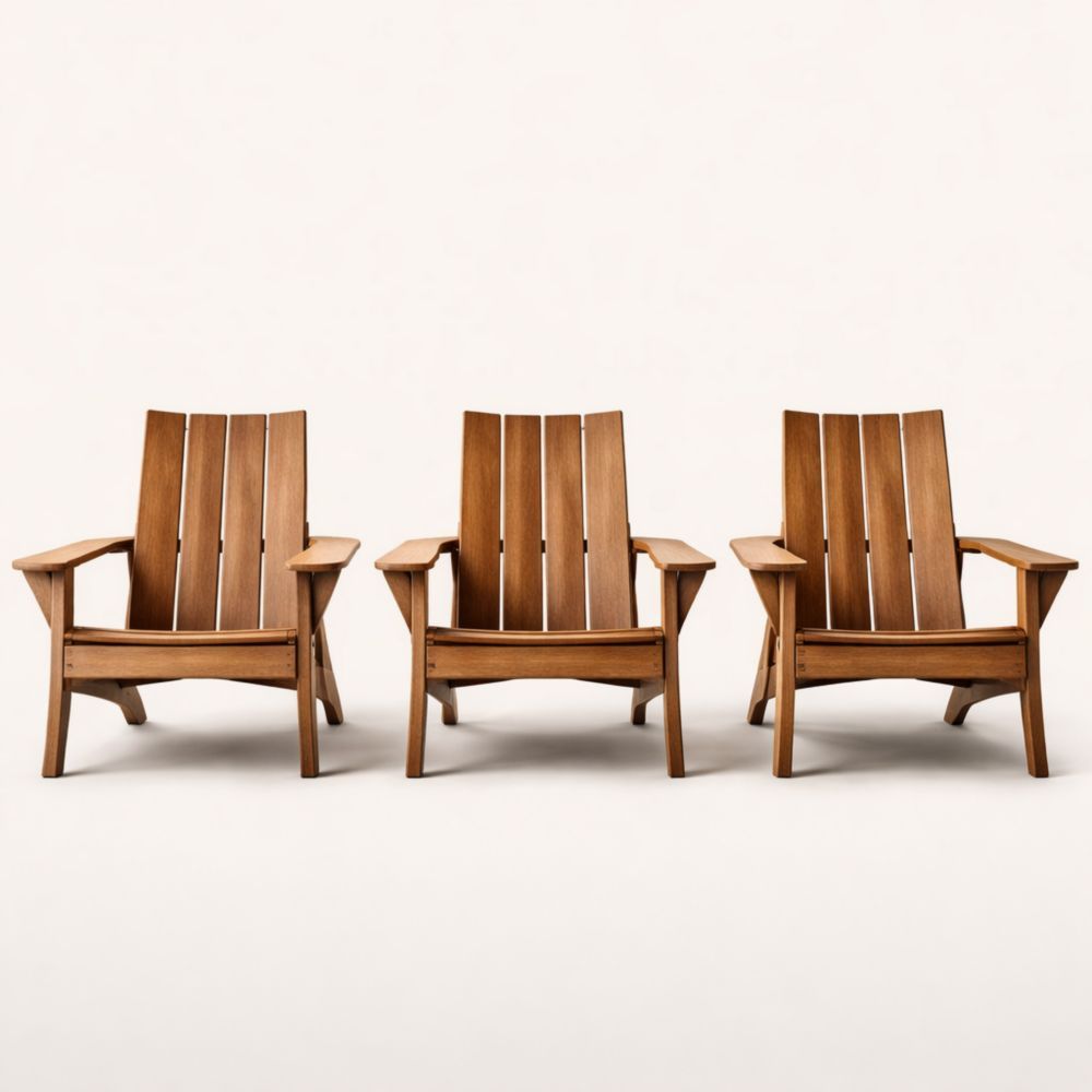 Outdoor Adirondack Chair Set of 3 Solid Wood Brown-Auravivora