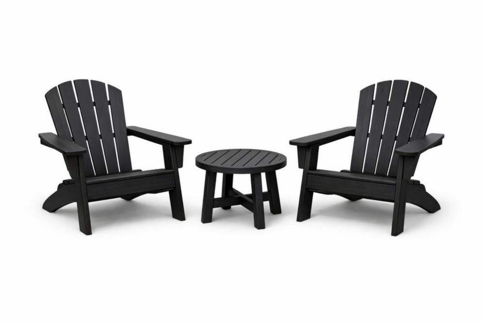 Adirondack Patio Chair Set Polyethylene Black Outdoor Furniture