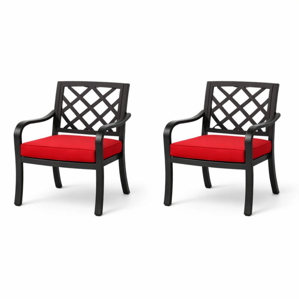Aluminum Outdoor Patio Chairs Set with Red Cushions 2-Pack-Havenserio