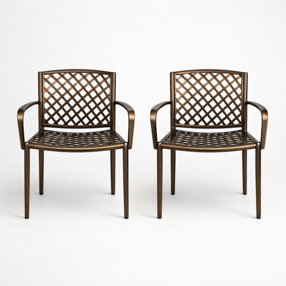 Set of 2 Bronze Metal Outdoor Armchairs-Havenserio