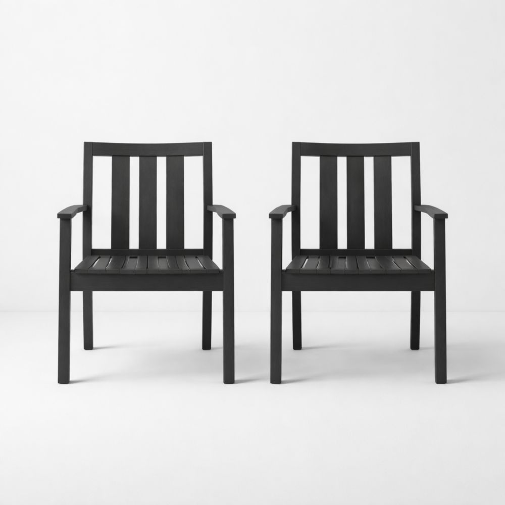 Outdoor Black Aluminum Armchair Set of 2-Havenserio