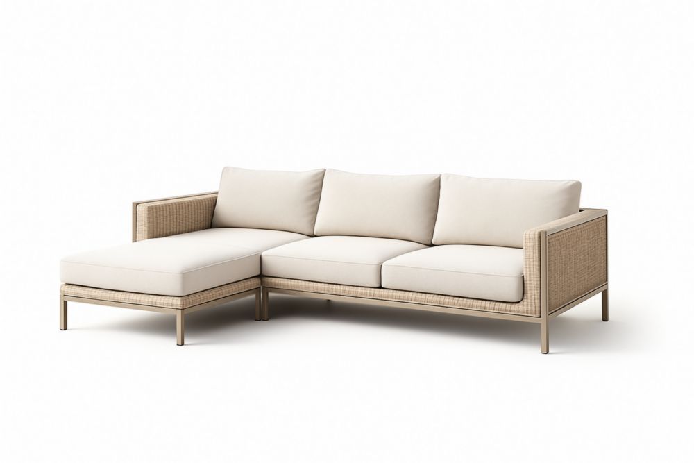 Corner Sofa with Beige Cushions and Chaise-Auravivane