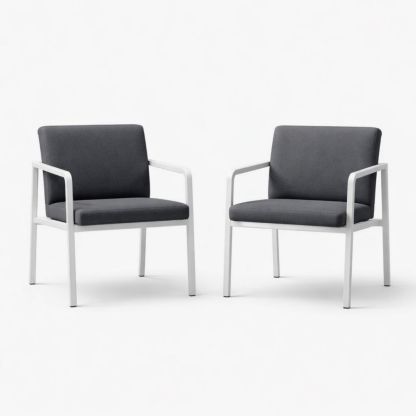 Aluminum Outdoor Armchair Set with Grey Polyester Cushions-Auravivane