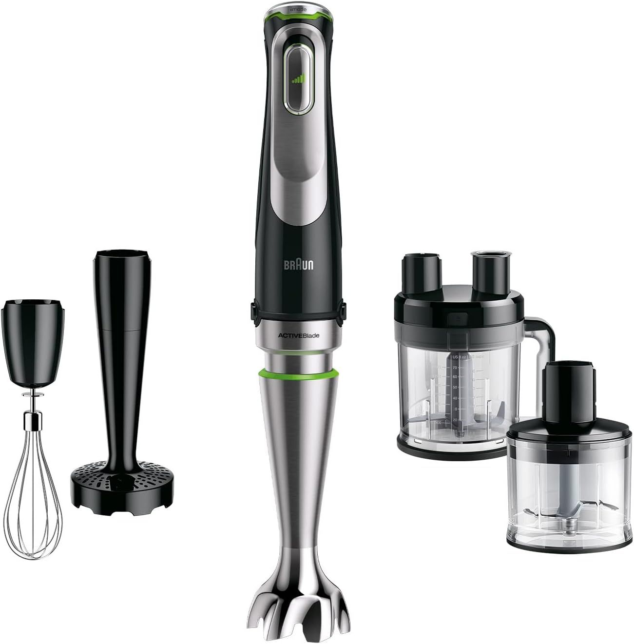 Braun MultiQuick 9 Hand Blender with Attachments, 1200W, Black/Stainless Steel