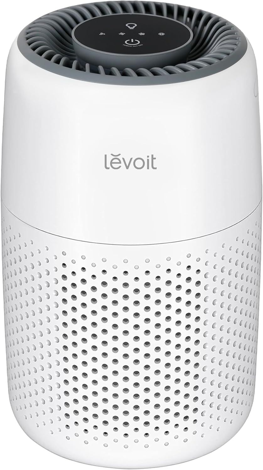 LEVOIT Core Mini Air Purifier for Home and Office with Night Light, Ultra-Quiet 25dB, 3-in-1 Filter for Smoke, Allergies, Pet Dander, Odours, Dust, Portable and Compact Design