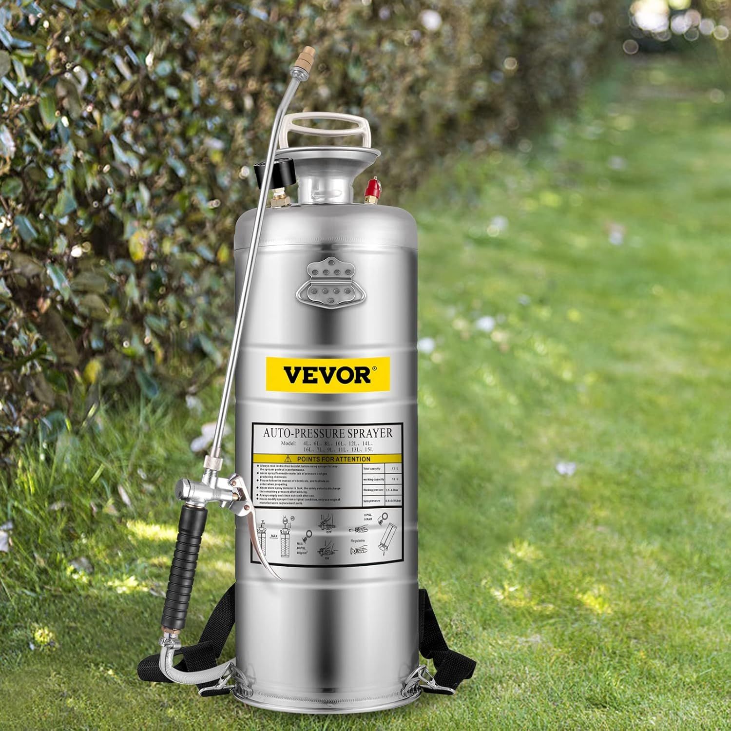 Durable 3.5 Gallon Stainless Steel Garden Sprayer with Adjustable Nozzle