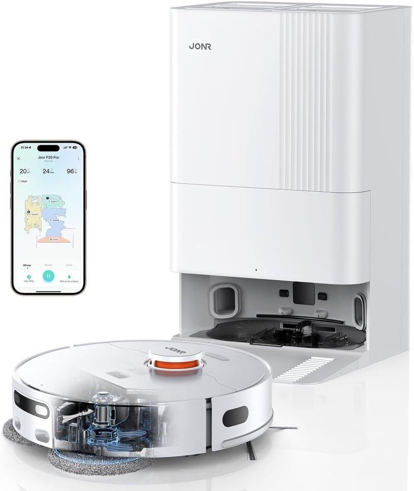 JONR P20 Pro All-in-One Robot Vacuum with 8150Pa Suction and Self-Cleaning
